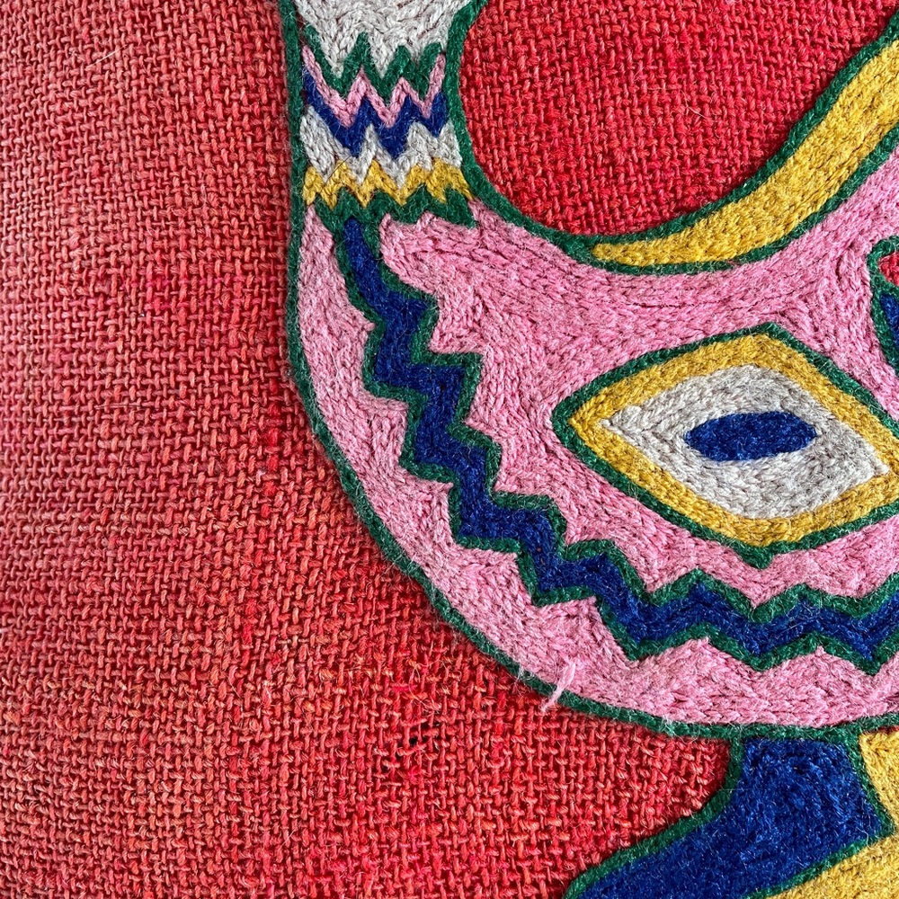 Colorful Bird Embroidered Pillow - Picture 2 of 8